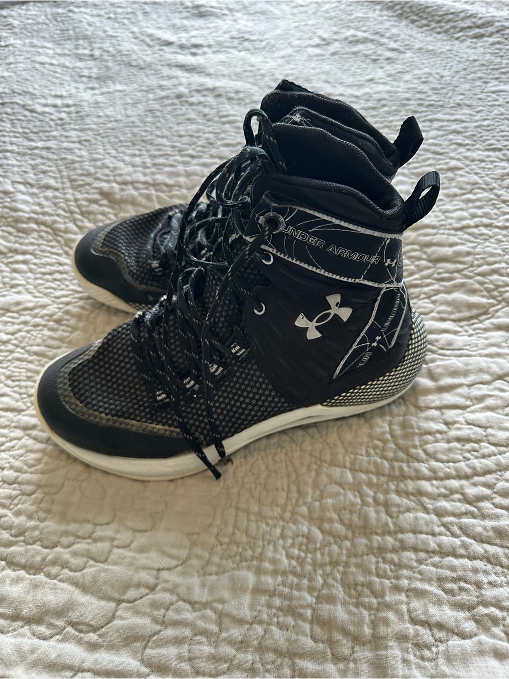 Under Armour Black & White High-Top  Athletic Shoes